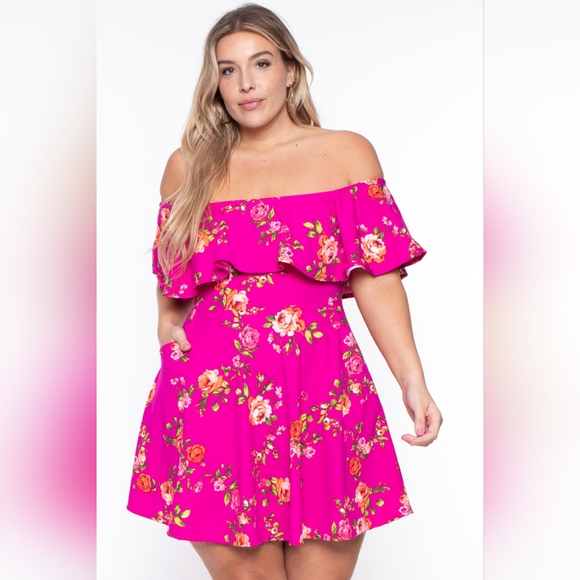 NEW NWOT CurvySense Rosabel Fuchsia Floral Dress Size 3XL - Picture 1 of 8